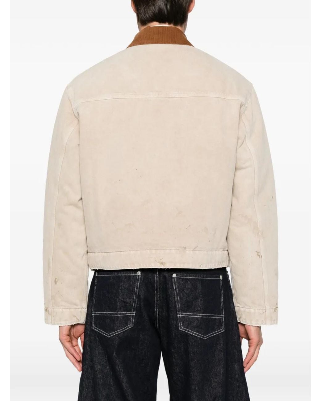 Balenciaga Natural Corduroy-Collar Distressed-Effect Jacket for men