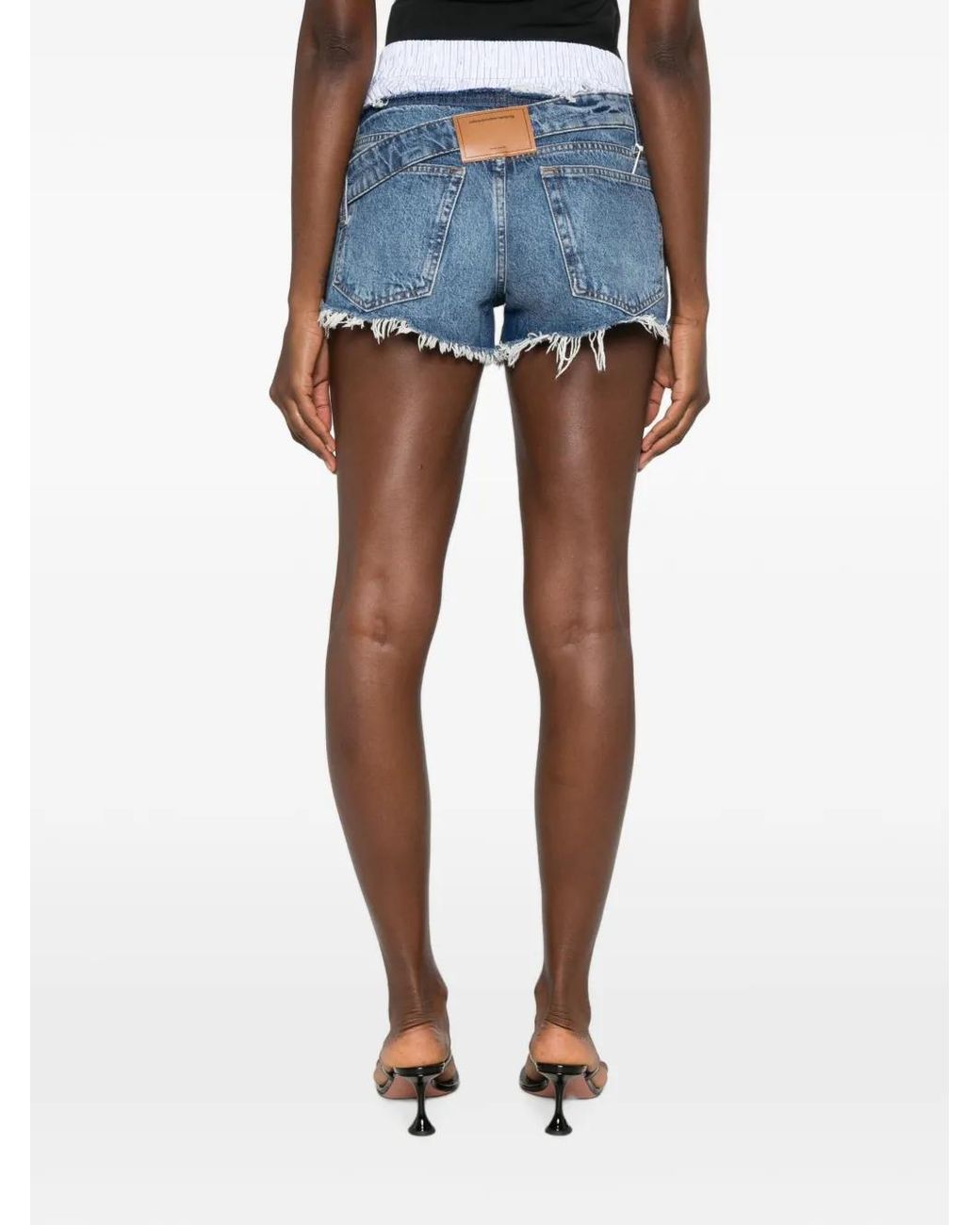Alexander Wang Blue Boxer Drop Waistband Shorts