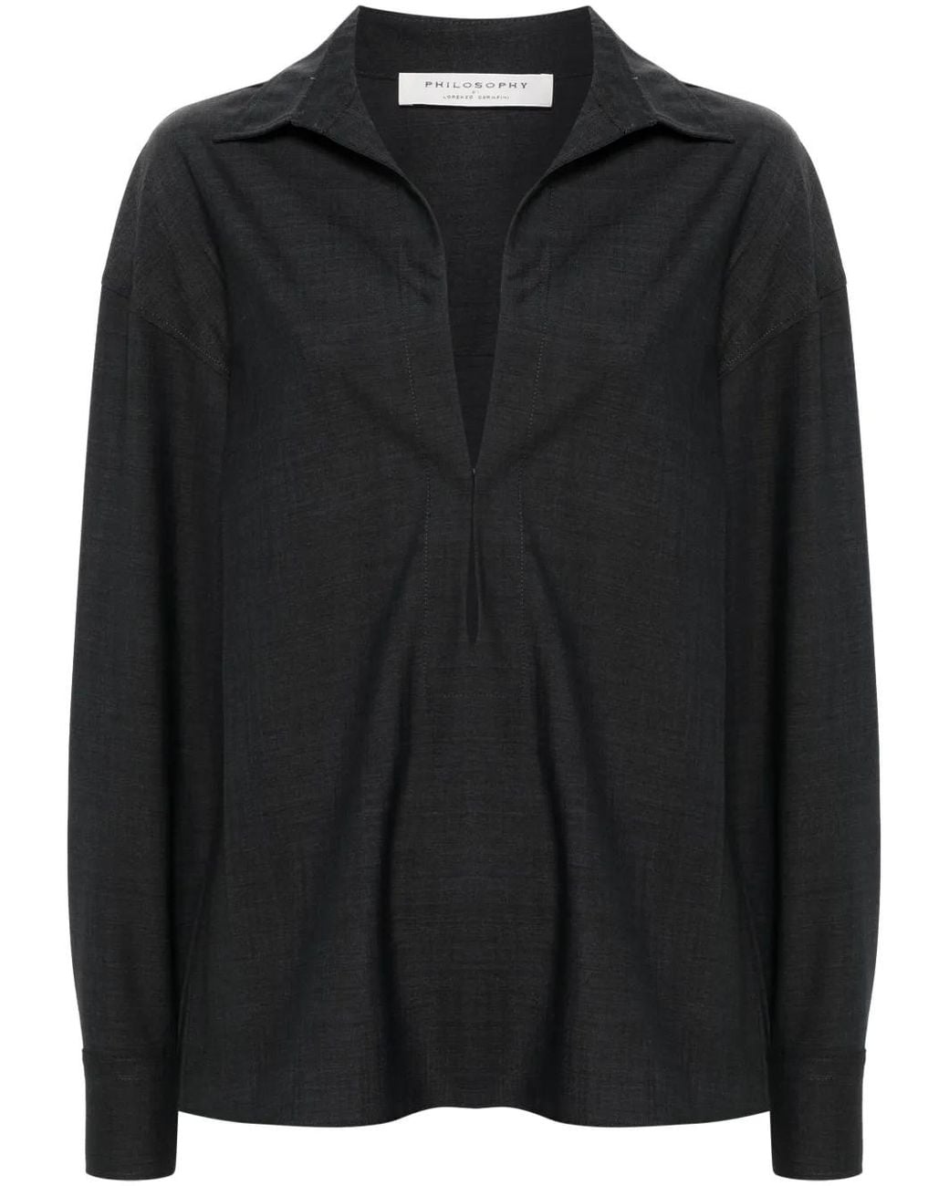 Philosophy Di Lorenzo Serafini Black V-Neck Blouse