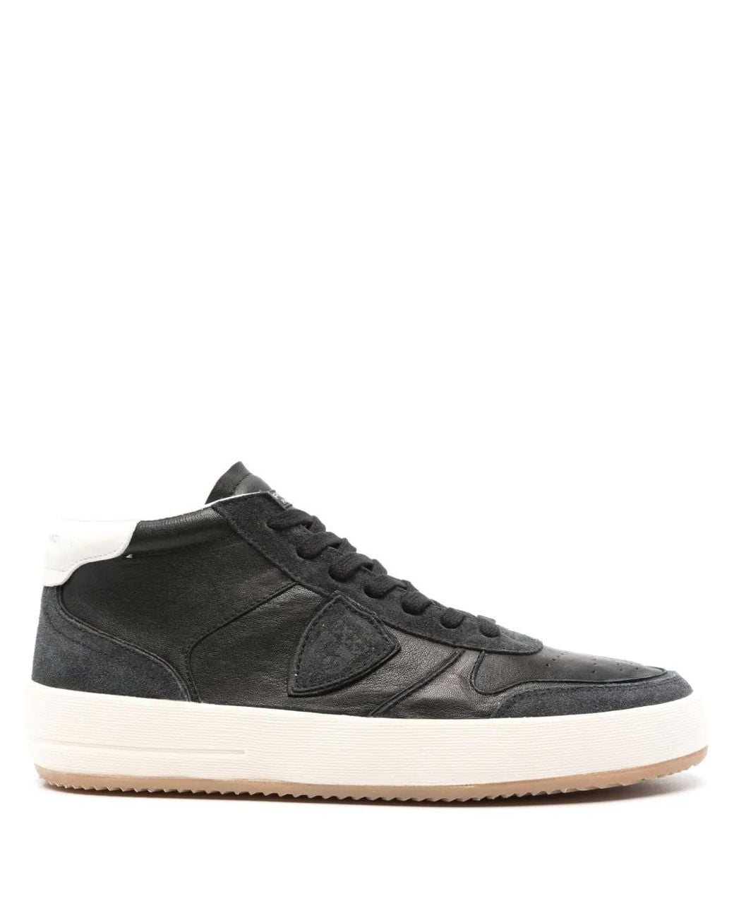 Philippe Model Black Perforated Leather Low-Top Sneakers for men