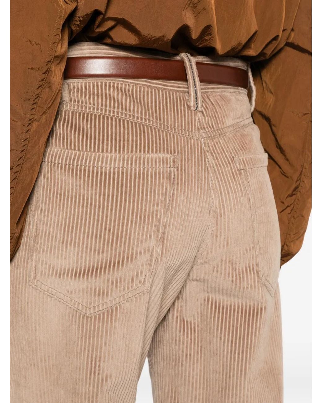 Brunello Cucinelli Natural Corduroy Straight-Leg Trousers