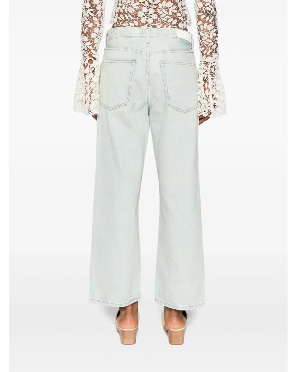 Re/done White Loose Crop Jeans