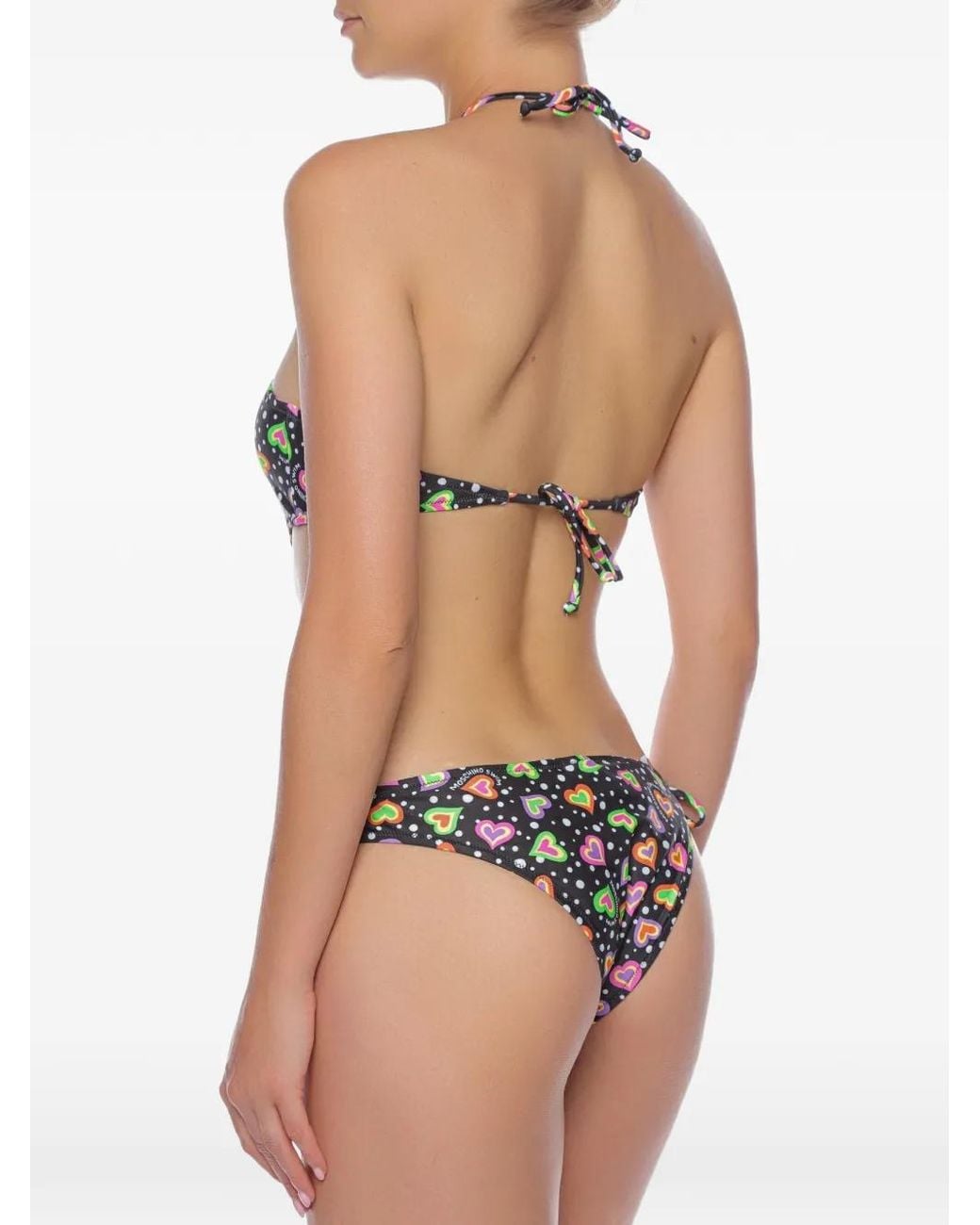 Moschino Black Heart-Print Ring-Detail Swimsuit