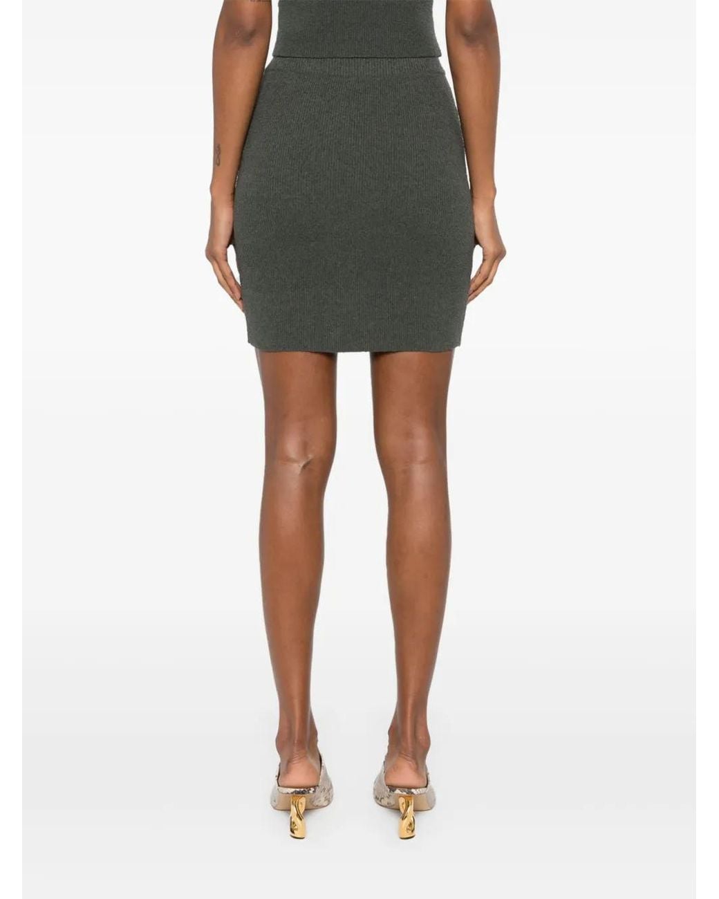 Nanushka Green Bouclé Zip-Up Miniskirt