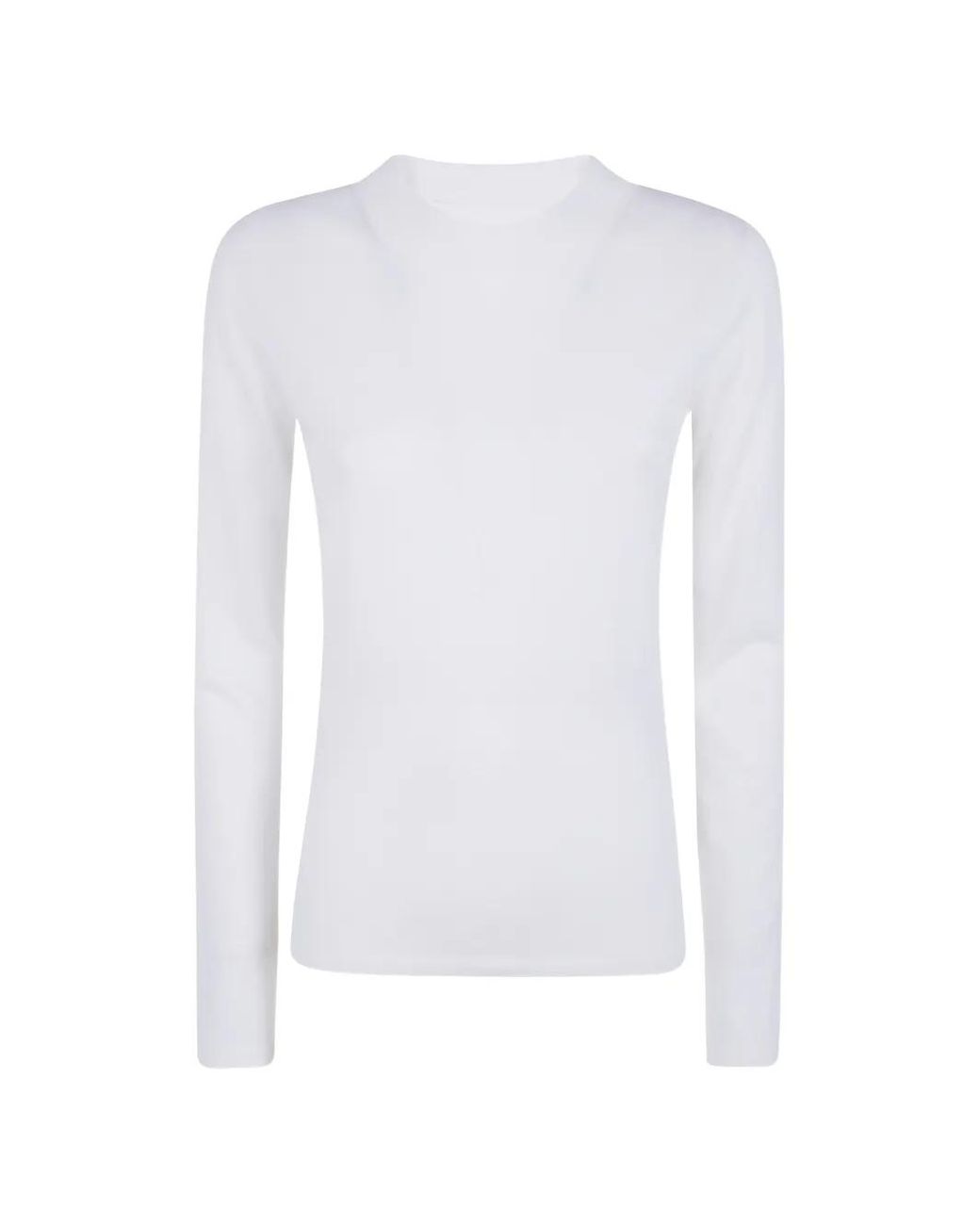 D.exterior White Fine-Knit Long-Sleeve T-Shirt