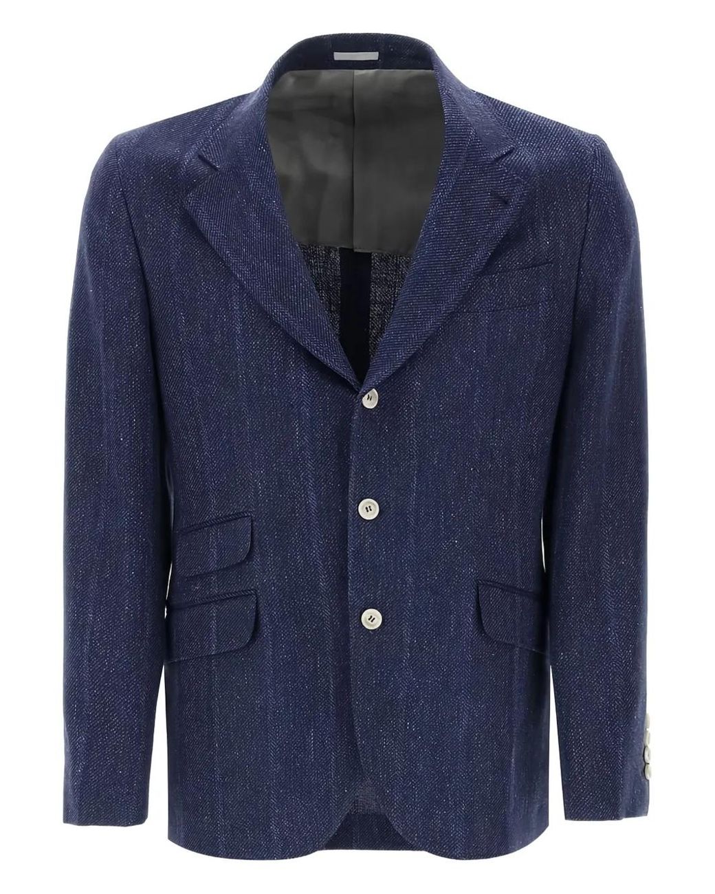Brunello Cucinelli Blue Notched-Lapel Blazer for men