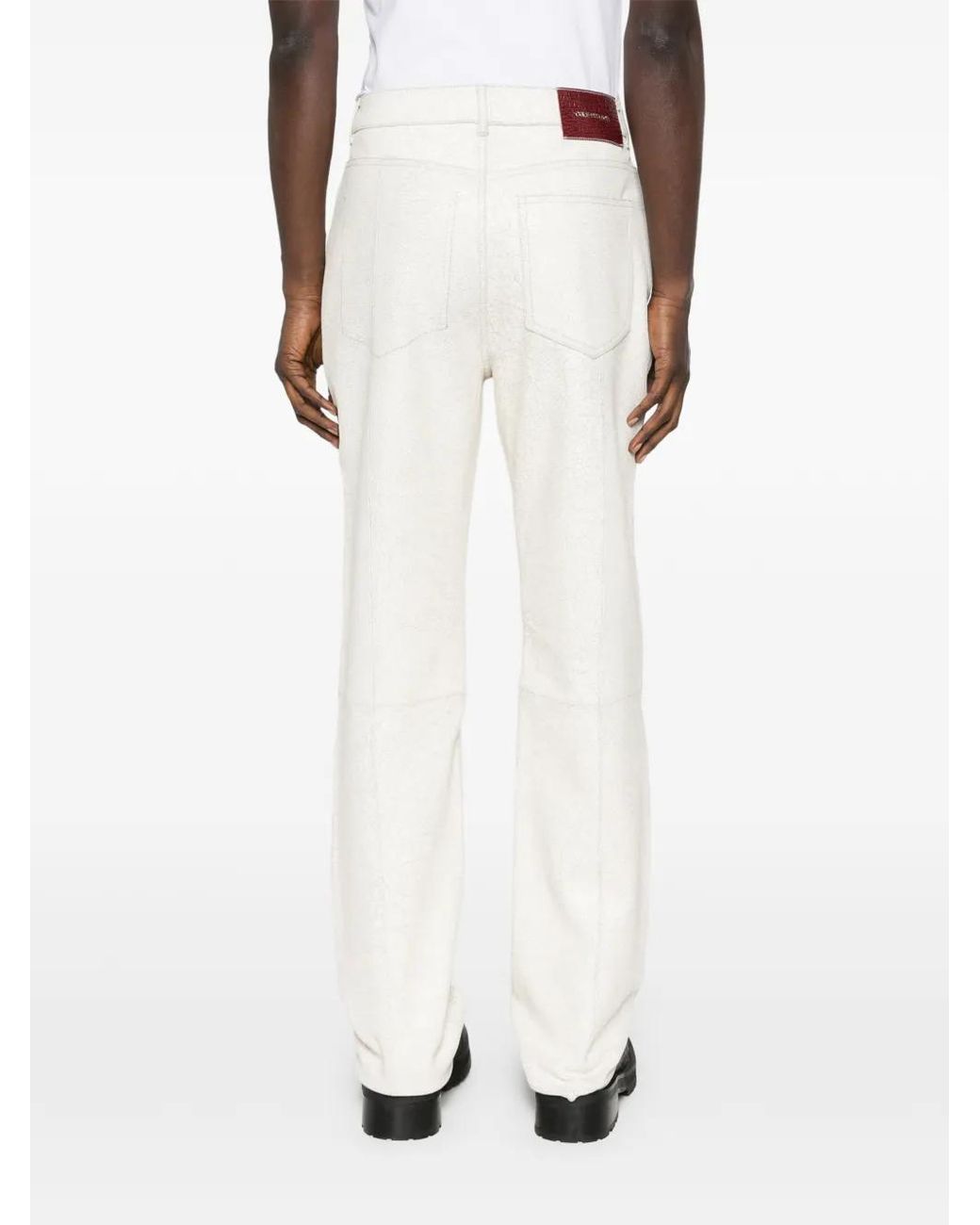 Cole Buxton White Cracked-Finish Trousers for men