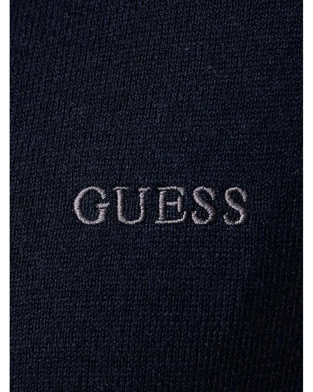Guess Blue Logo-Embroidered Zip-Up Cardigan for men