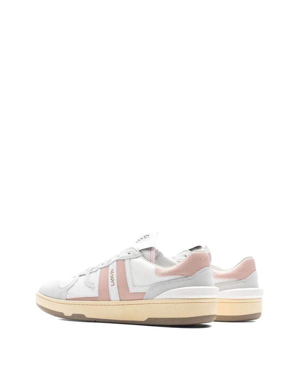 Lanvin White Clay Leather Panel Low-Top Sneakers for men