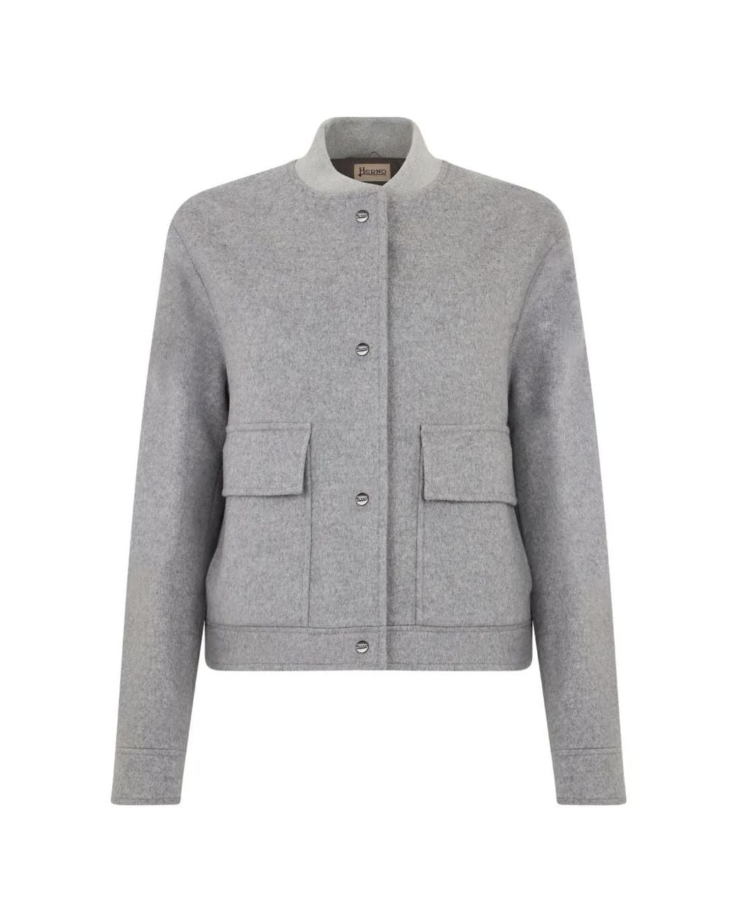 Herno Gray Button-Up Bomber Jacket