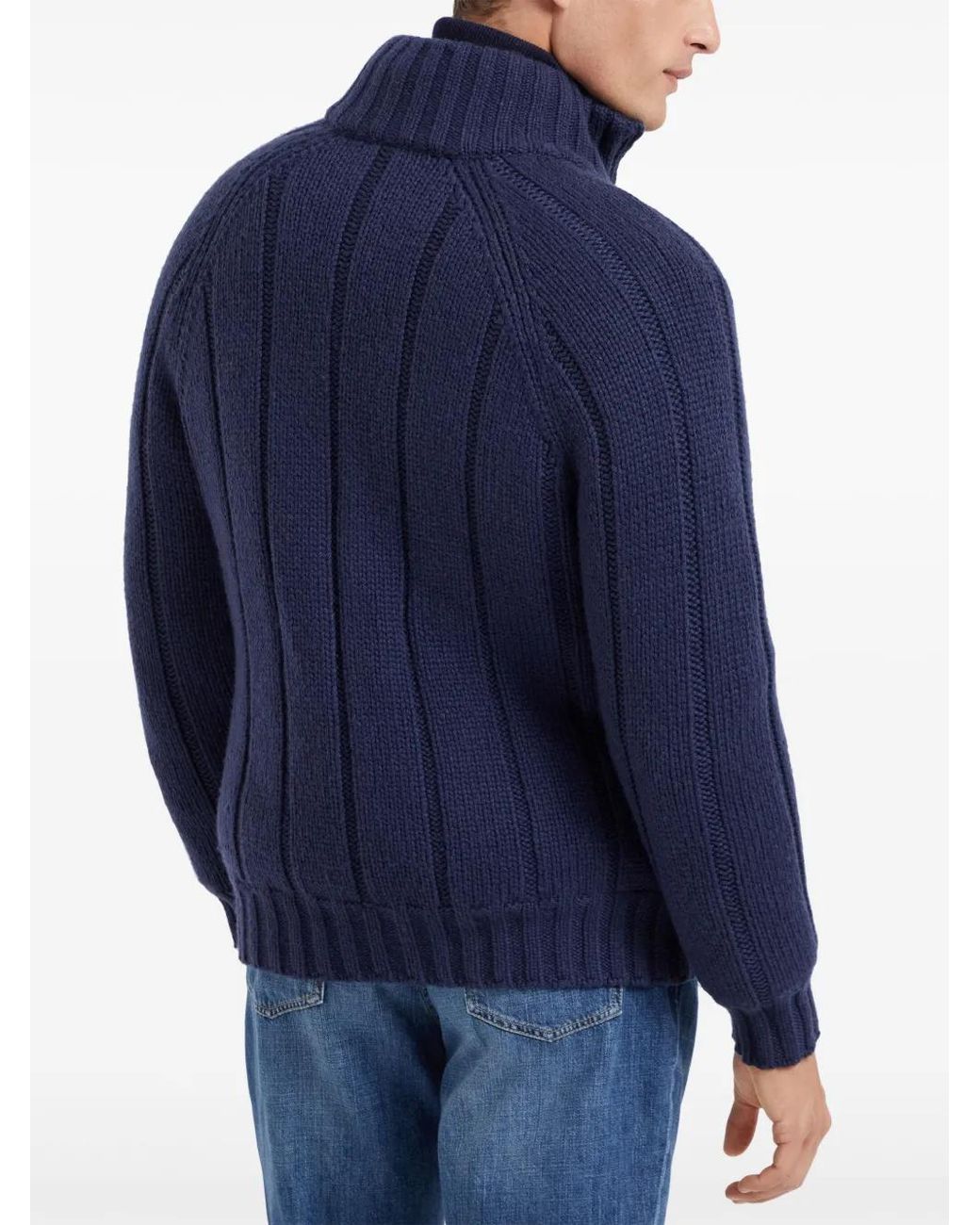 Brunello Cucinelli Gray Textured-Knit Wool Cardigan for men
