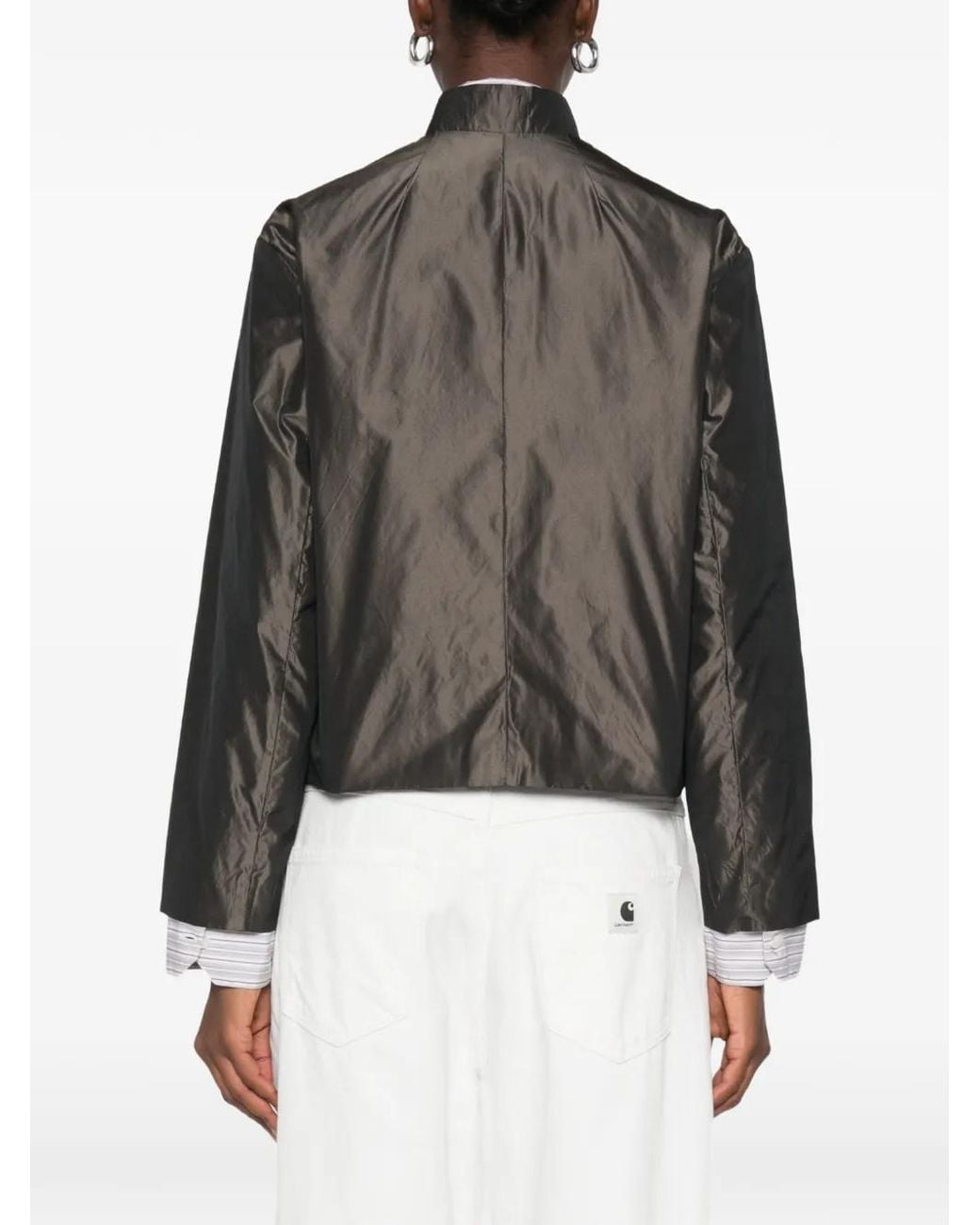 ROSSO35 Brown High-Neck Button-Front Jacket