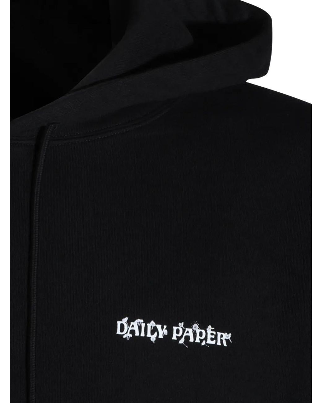 Daily Paper Black Wish Plant Shield Graphic-Print Drawstring Hoodie for men