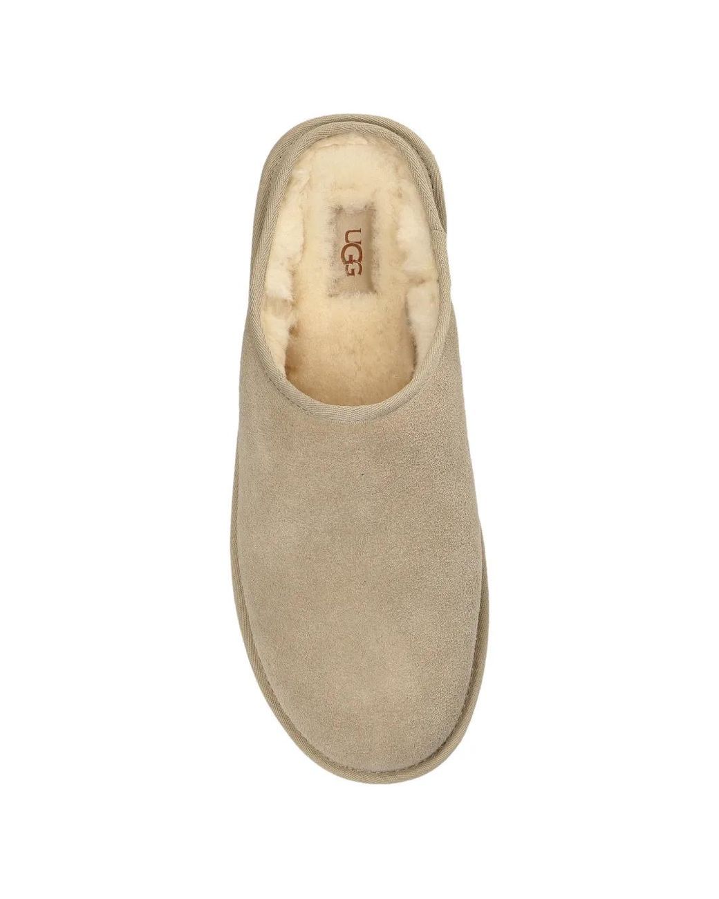 Ugg White Classic Leather Slides for men