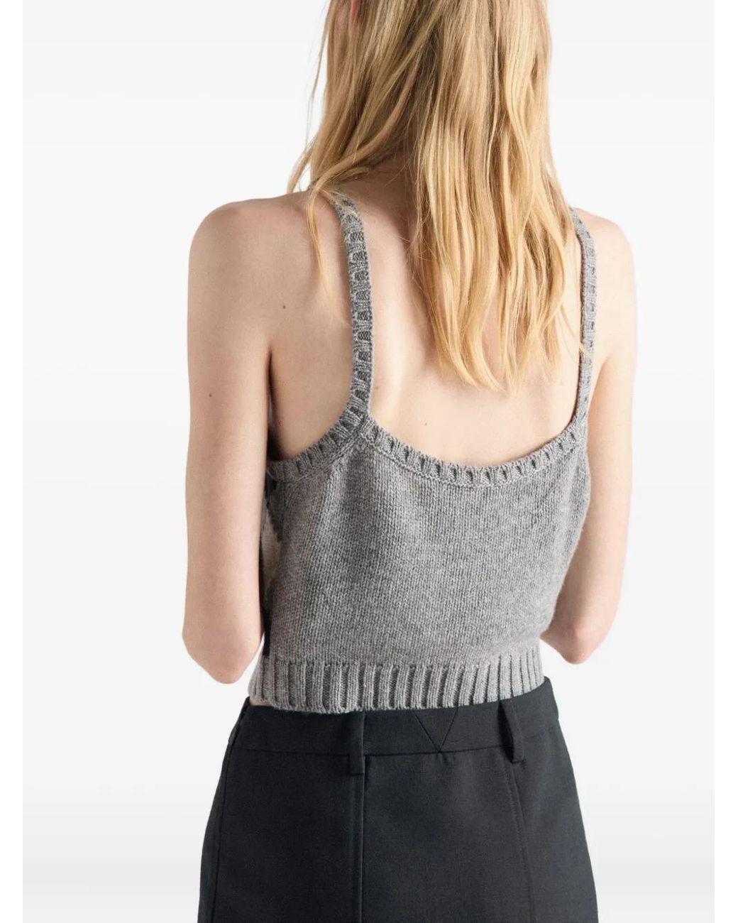 Top De Canalé Con Motivo De Rombos Prada de color Black