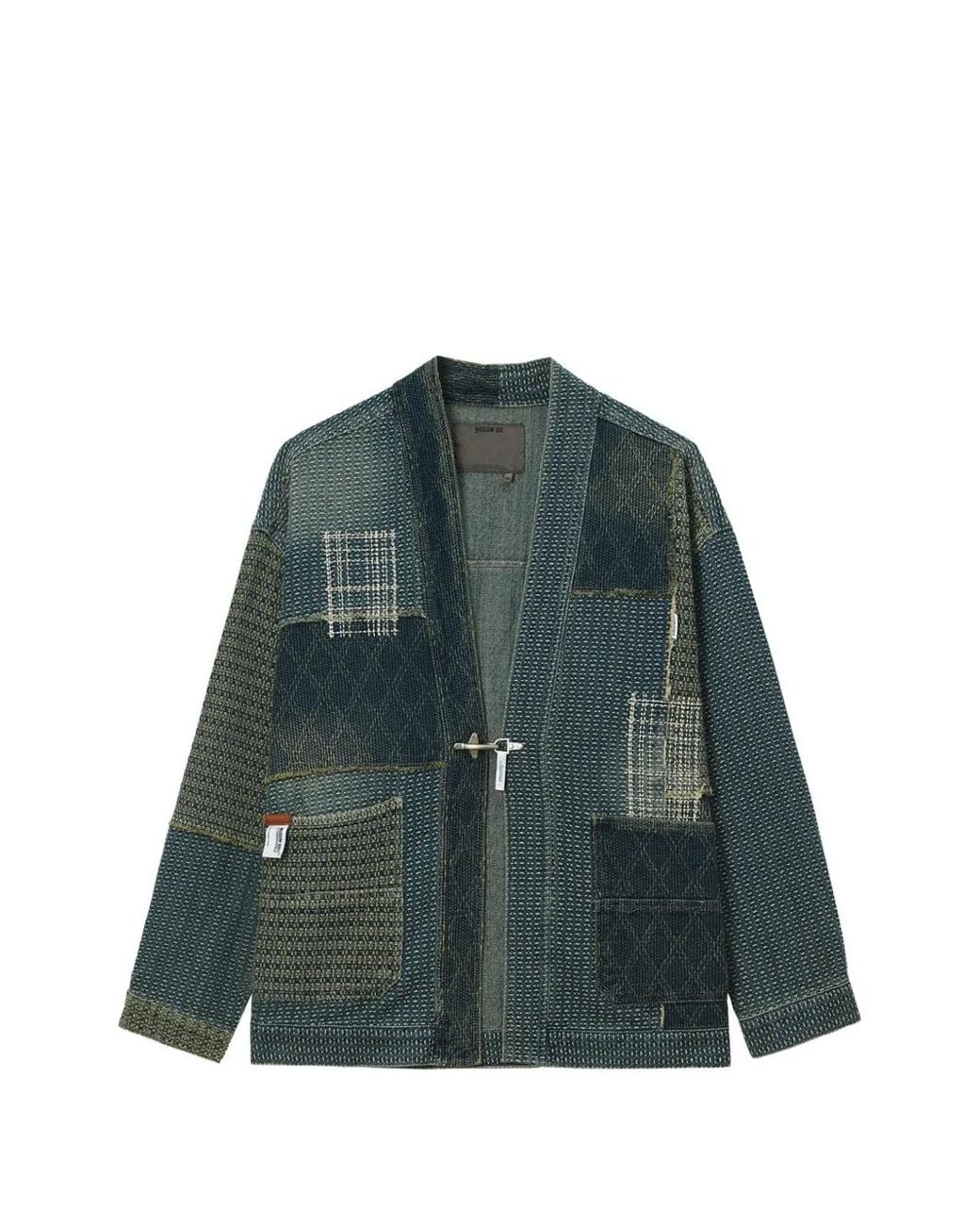 Musium Div. Green Patchwork Denim Jacket for men