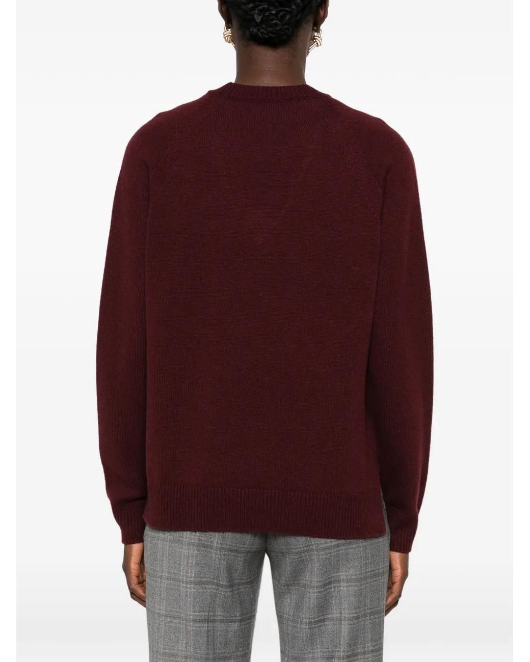 Peserico Purple V-Neck Raglan-Sleeve Sweater