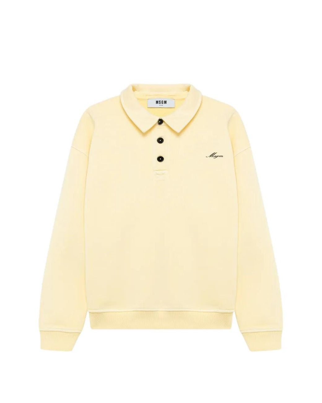 MSGM Natural Logo-Embroidered Polo-Collar Sweater for men