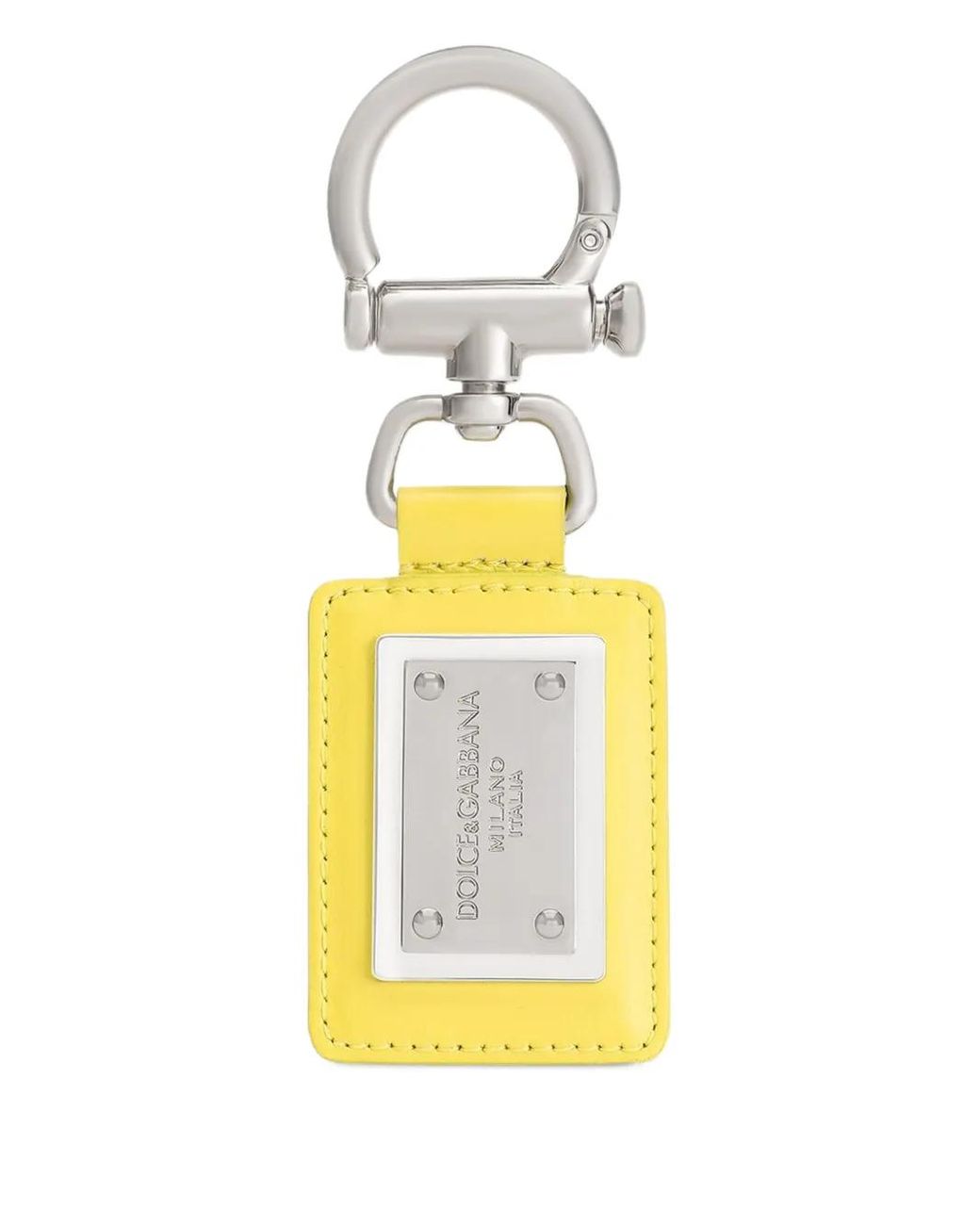 Dolce & Gabbana White Metal-Plaque Keychain for men