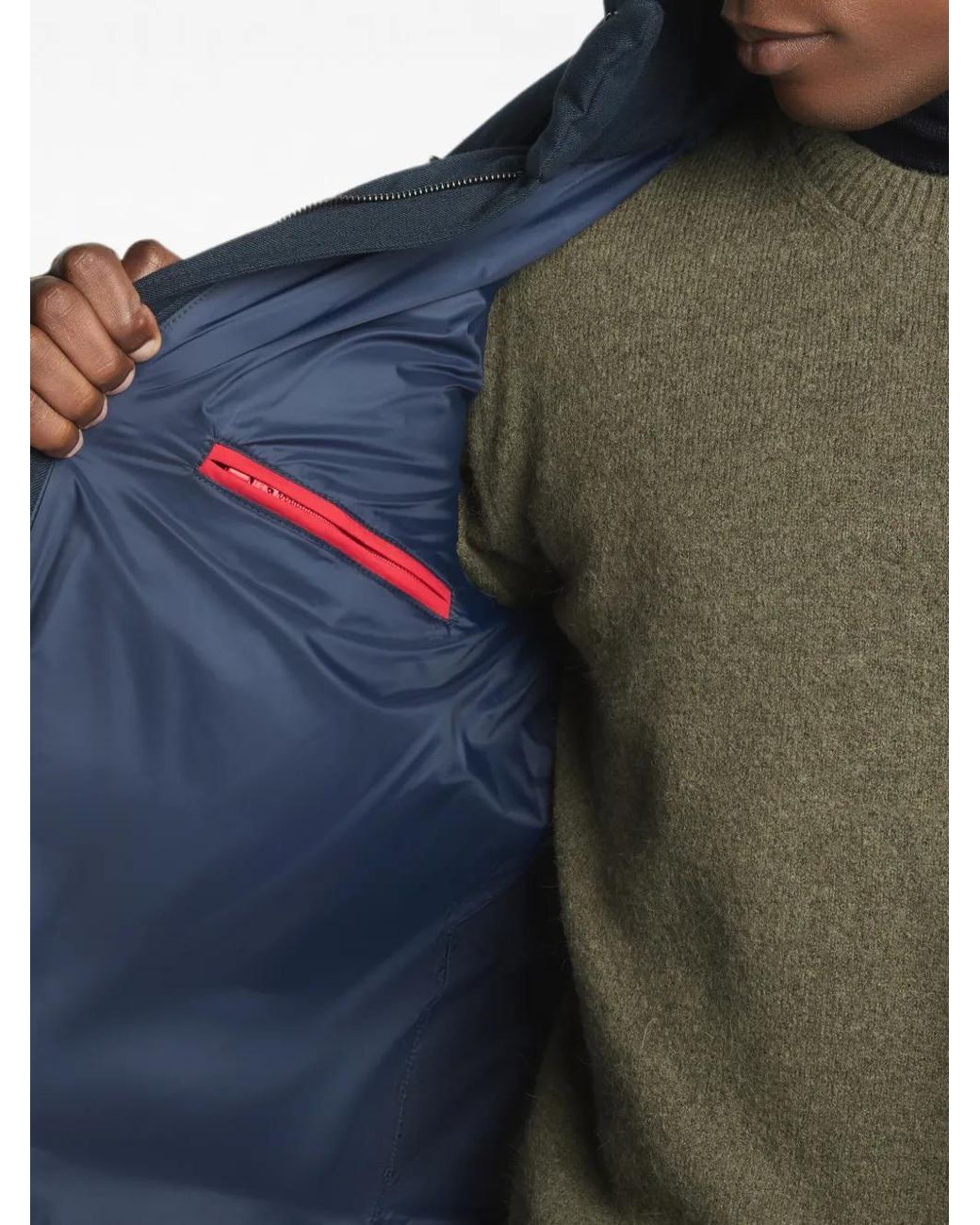 Fay Blue Quilted-Finish Hooded Coat for men