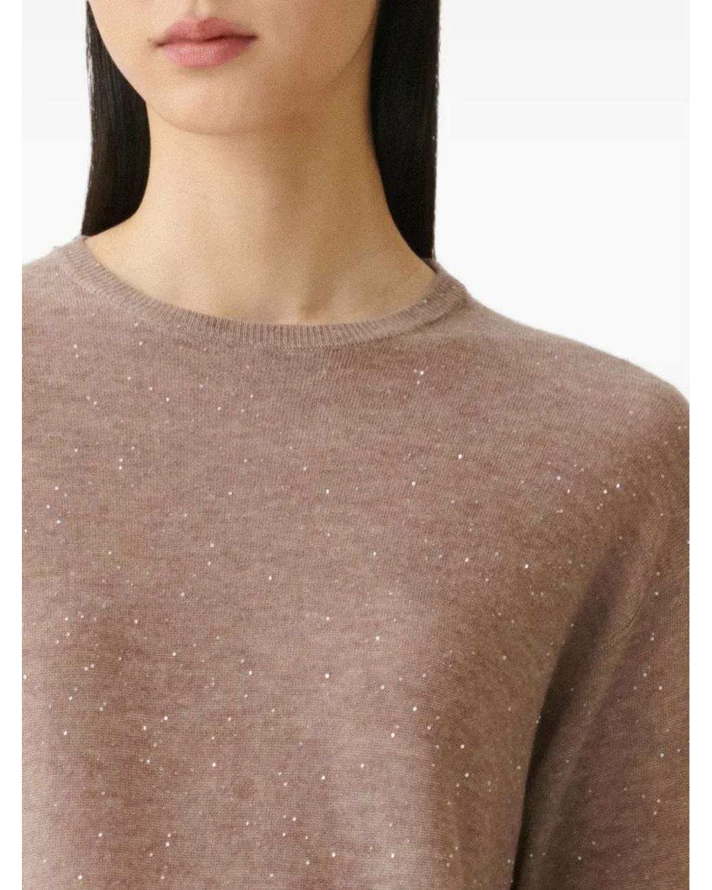 Fabiana Filippi Natural Sequin-Embellished Sweater