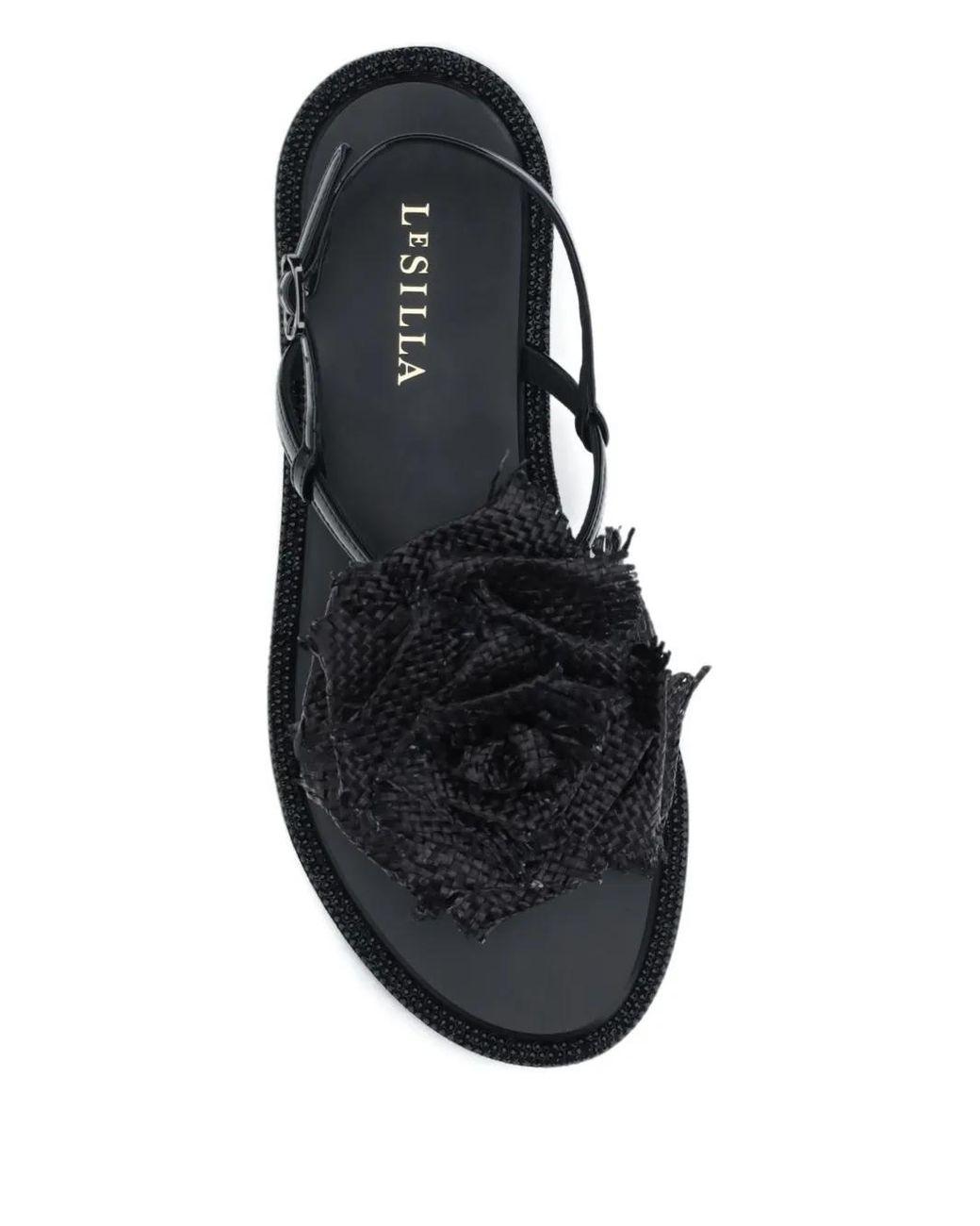 Le Silla Black Rose Embellishment Sandals