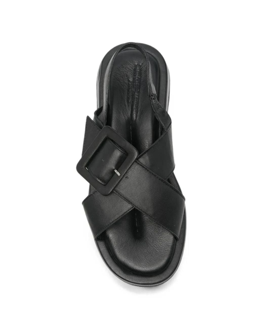 SERGIO MORETTI FIRENZE Black Buckle-Detail Slingback Flat Sandals