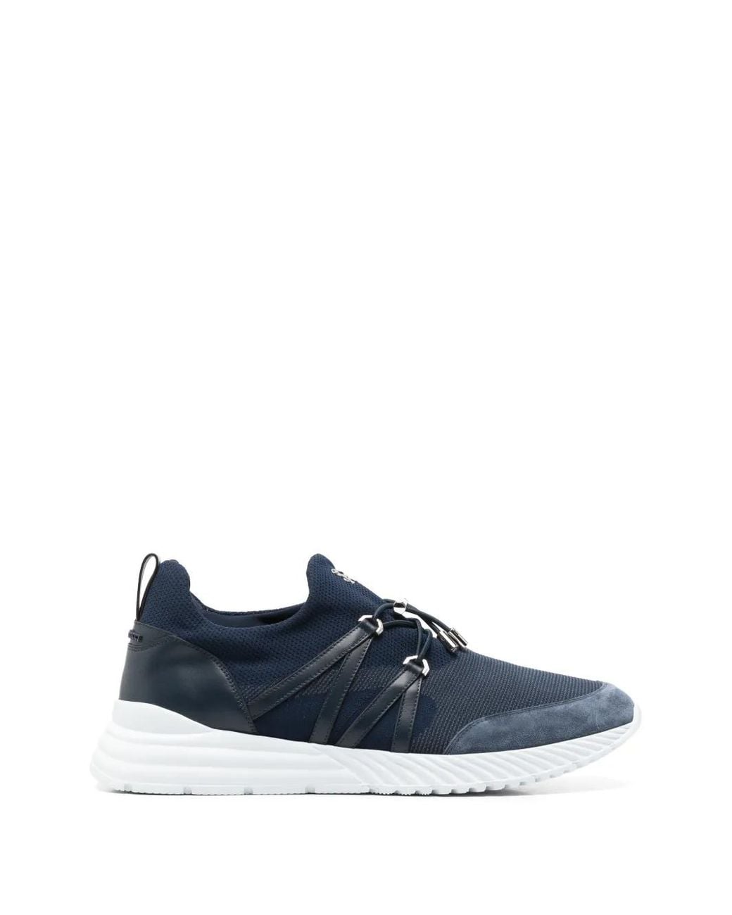 Stefano Ricci Blue Leather-Trimmed Panelled Sneakers for men