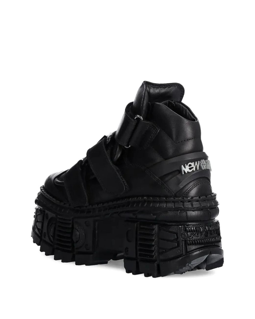 New Rock Black Strap Platform Boots