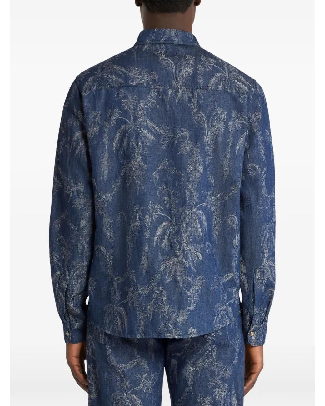 Etro Blue All-Over Jacquard-Motif Shirt for men