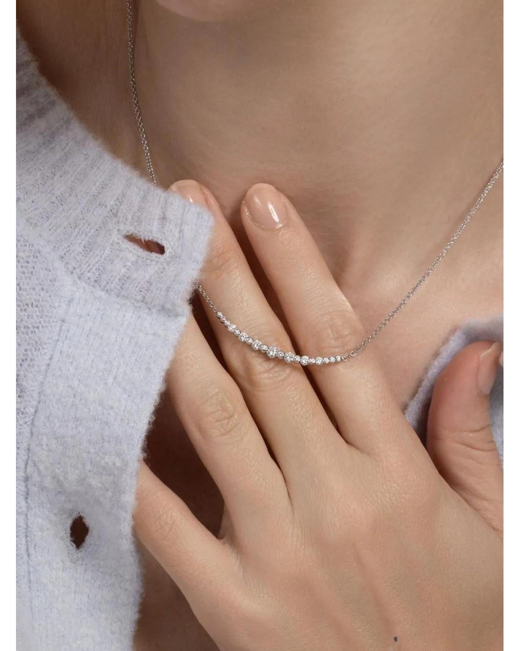 Kwiat White Lyric Curved Bar Diamond Necklace