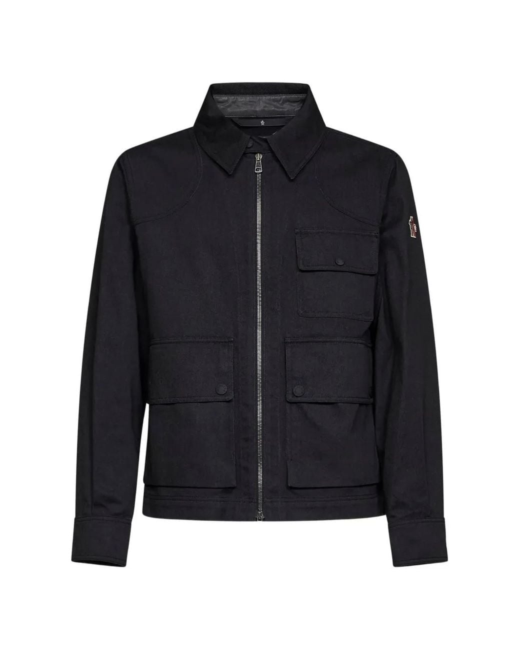 Moncler Blue Logo-Patch Zip-Up Jacket for men