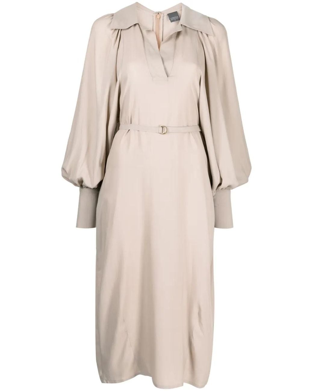 Lorena Antoniazzi Natural Spread-Collar Belted Midi Dress