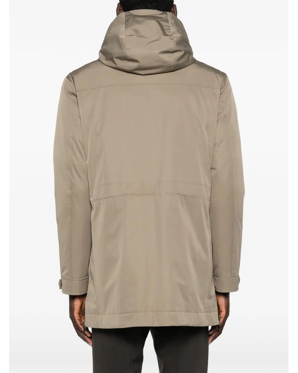 Corneliani Natural Long-Sleeve Hooded Coat for men
