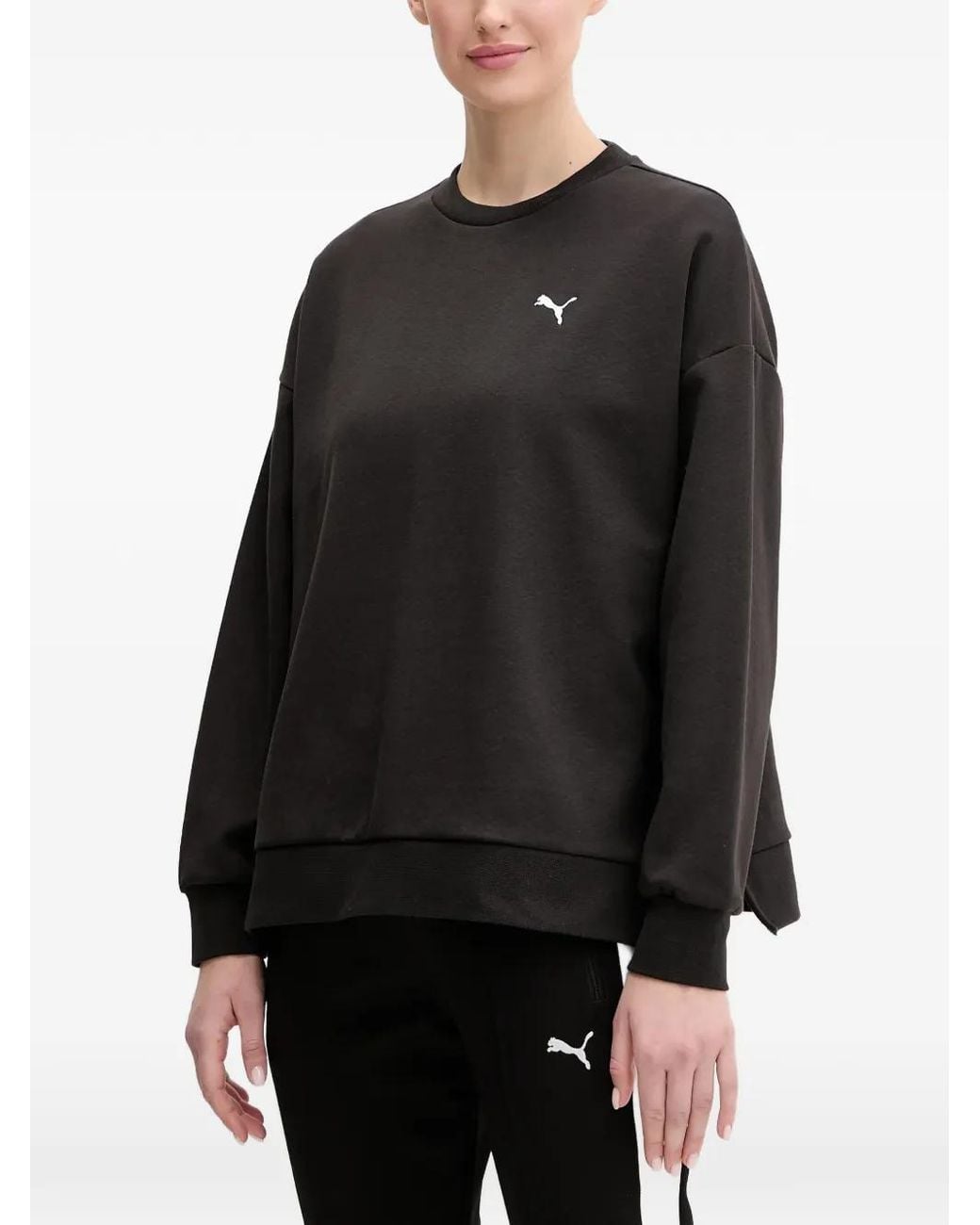 PUMA Black Sweat À Logo Brodé Et Épaules Tombantes