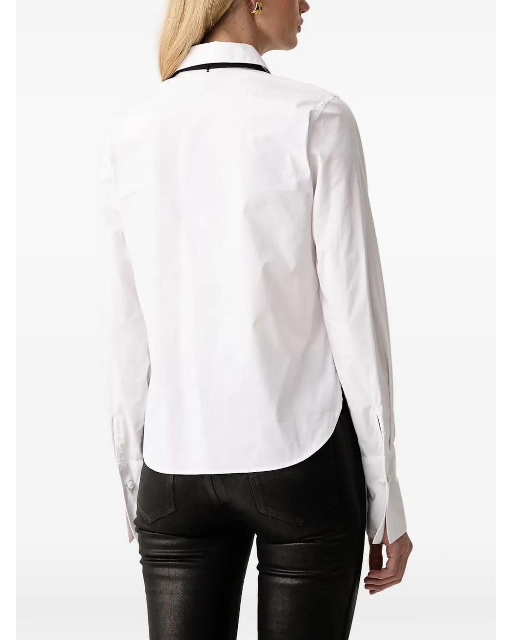 ARMANI EXCHANGE White Tie-Detail Long-Sleeve Shirt