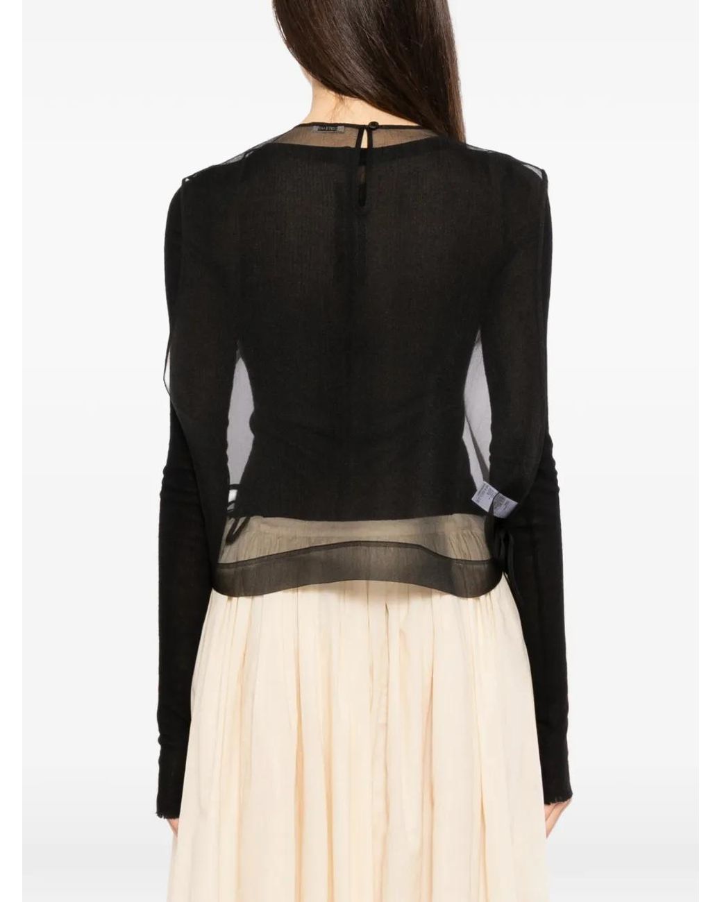 COTEMP Black Bead-Embellished Sheer Top