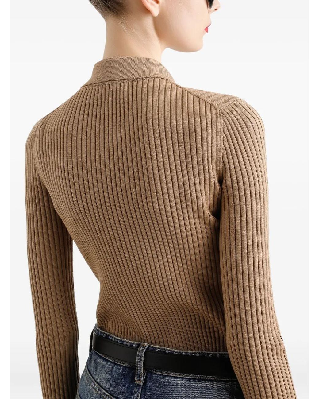 Dolce & Gabbana Natural Ribbed Polo Top