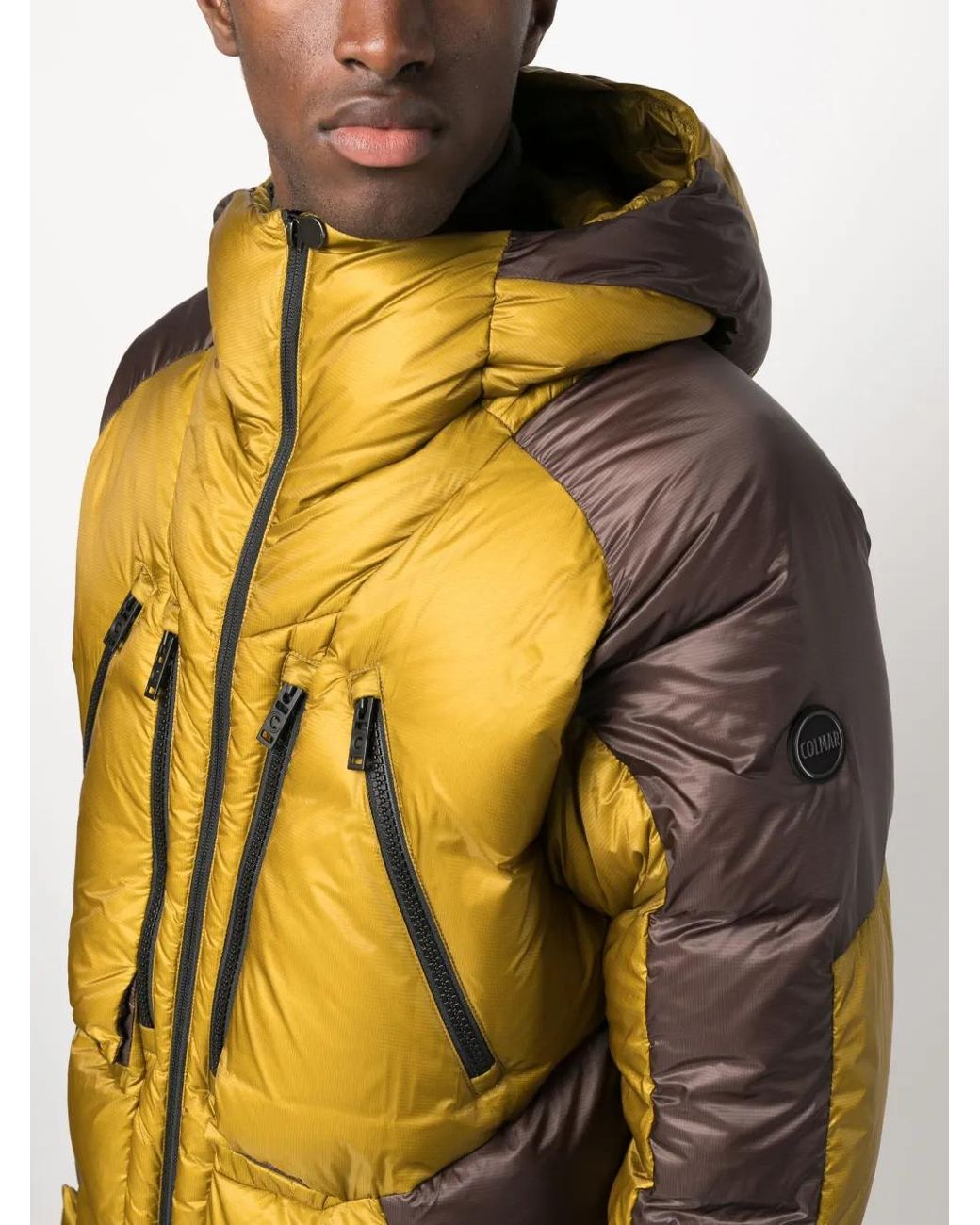 Colmar Yellow Two-Tone Hooded Down Jacket for men