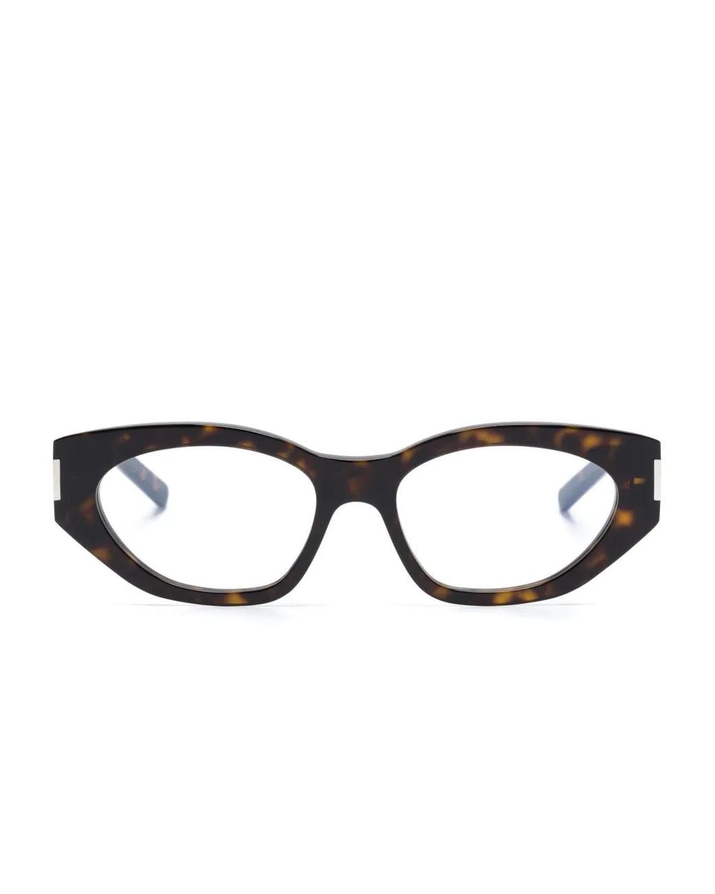 Saint Laurent Brown Cat-Eye Tortoiseshell-Effect Glasses