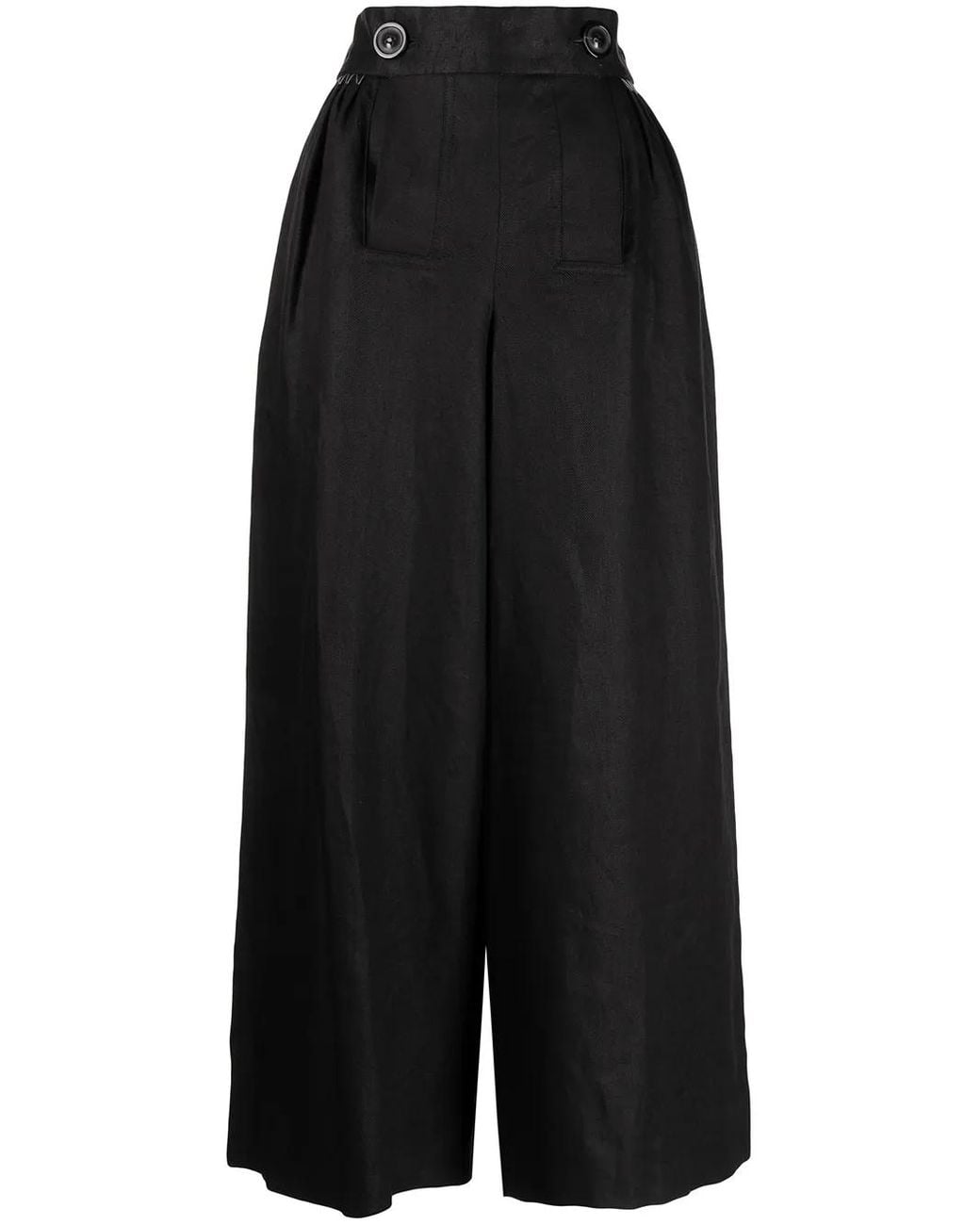Maison Margiela Black Wide-Leg Trousers With High Waist And Button Details