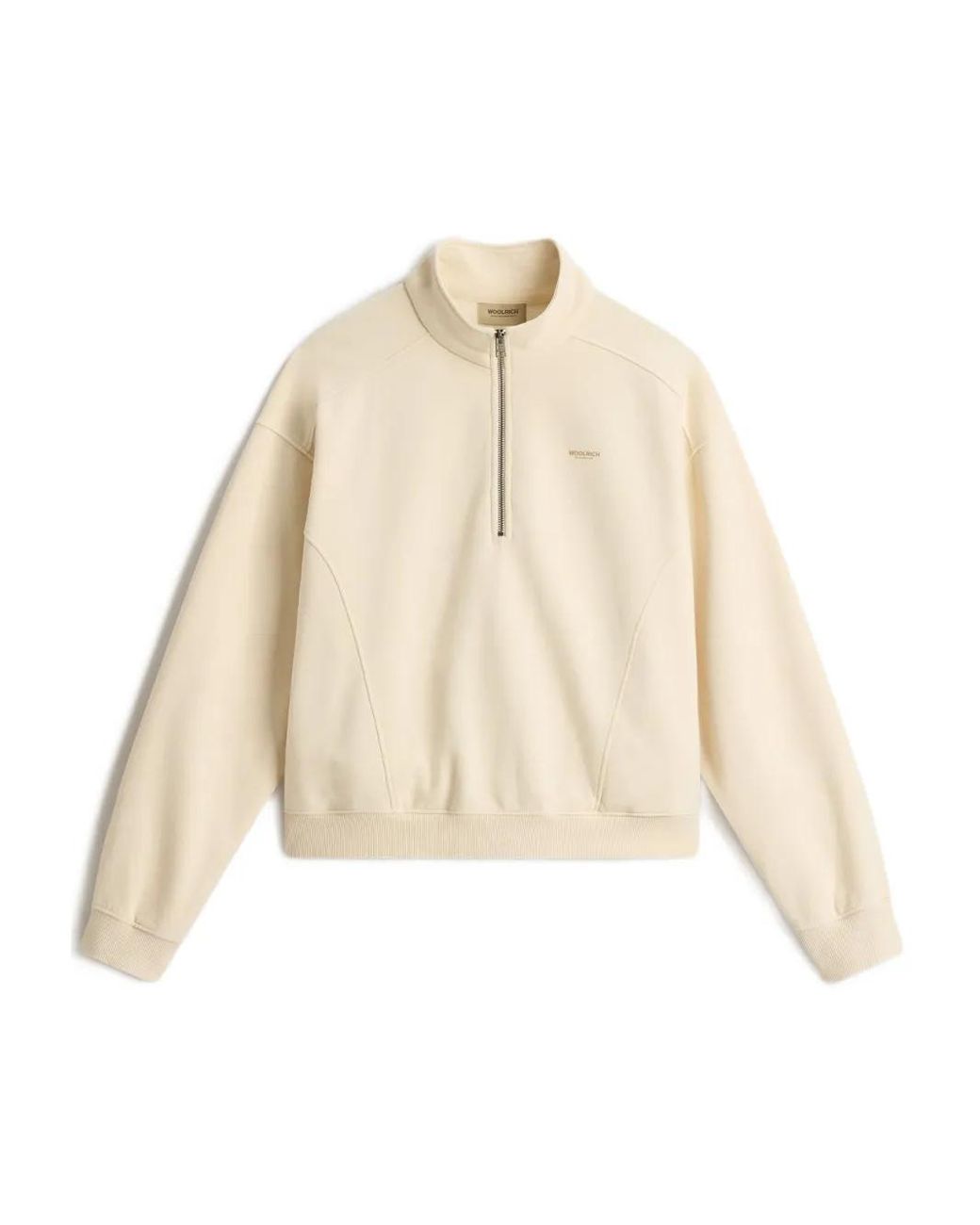 Woolrich Natural Mock-Neck Zip-Up Sweatshirt
