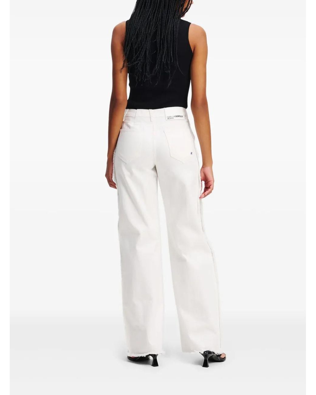 Karl Lagerfeld White Seam-Embellished Jeans