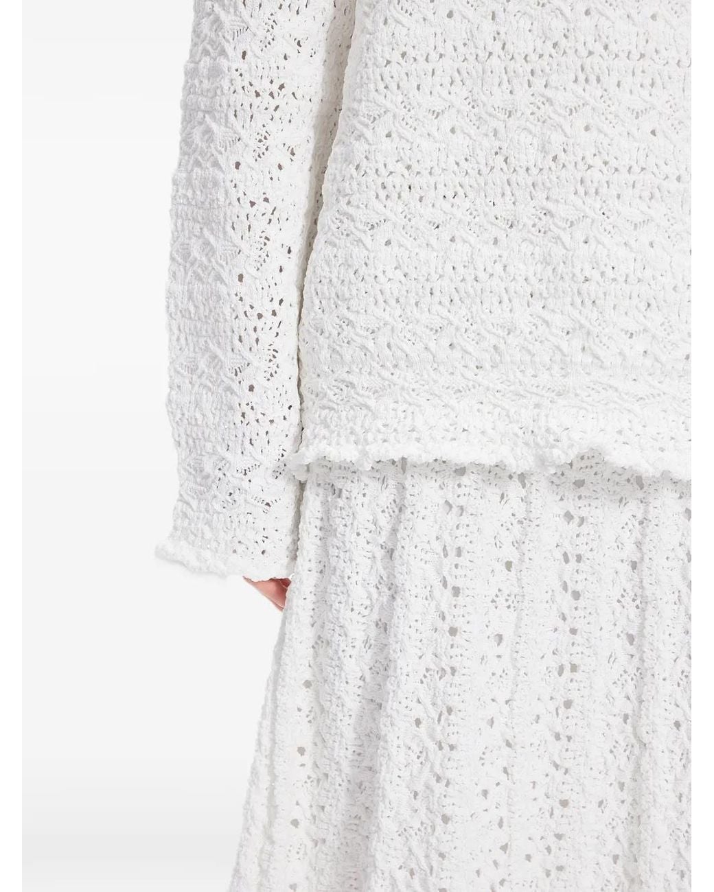 JNBY White Jacquard Long-Sleeved Polo Top