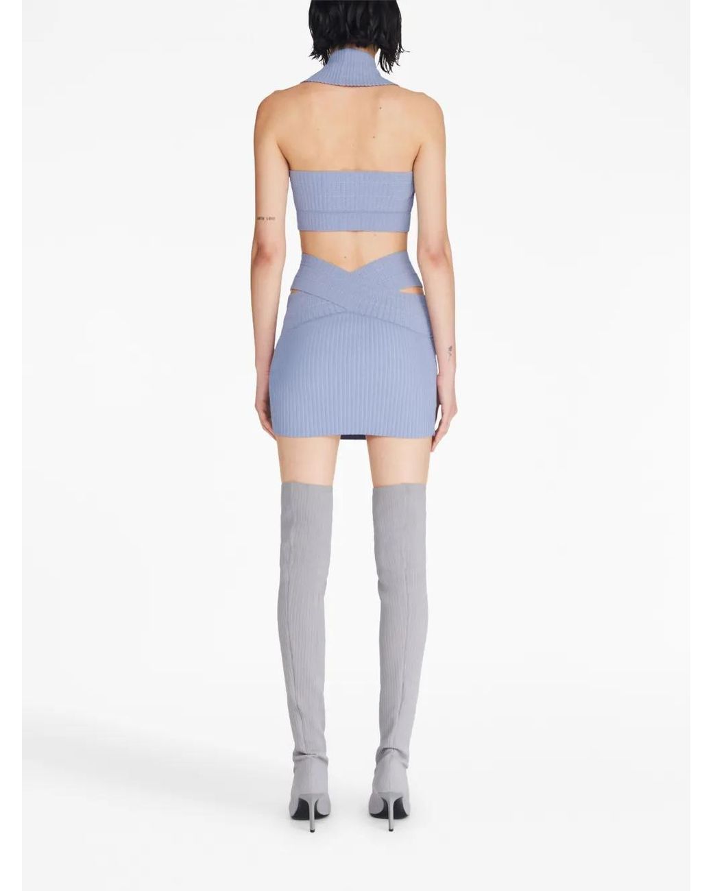 Dion Lee Blue Snakeskin Ribbed Miniskirt