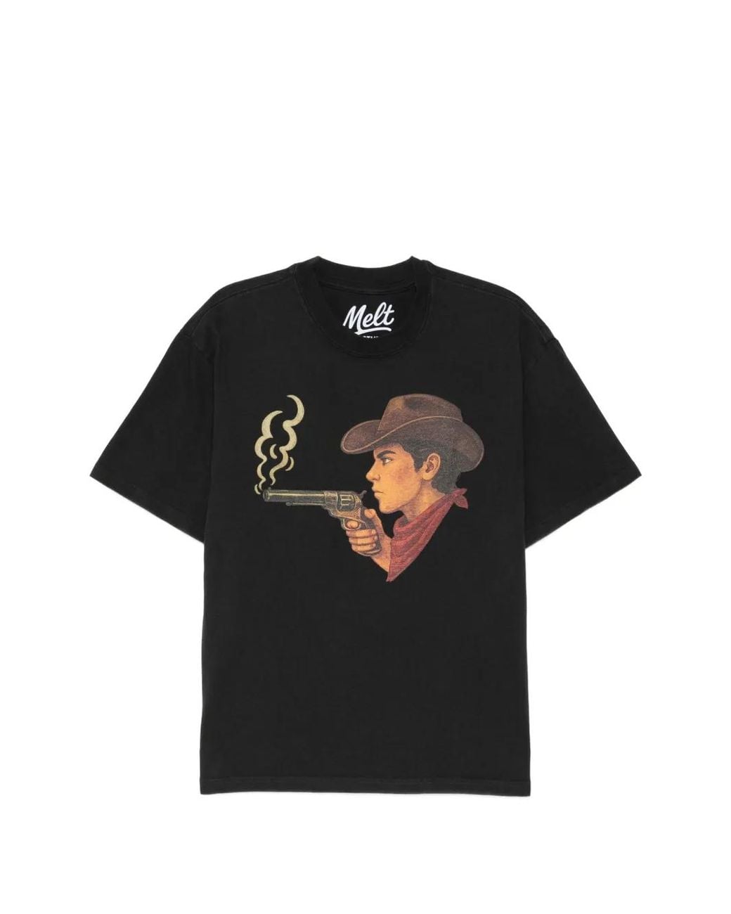 Melt Black Graphic-Print Round Neck T-Shirt for men