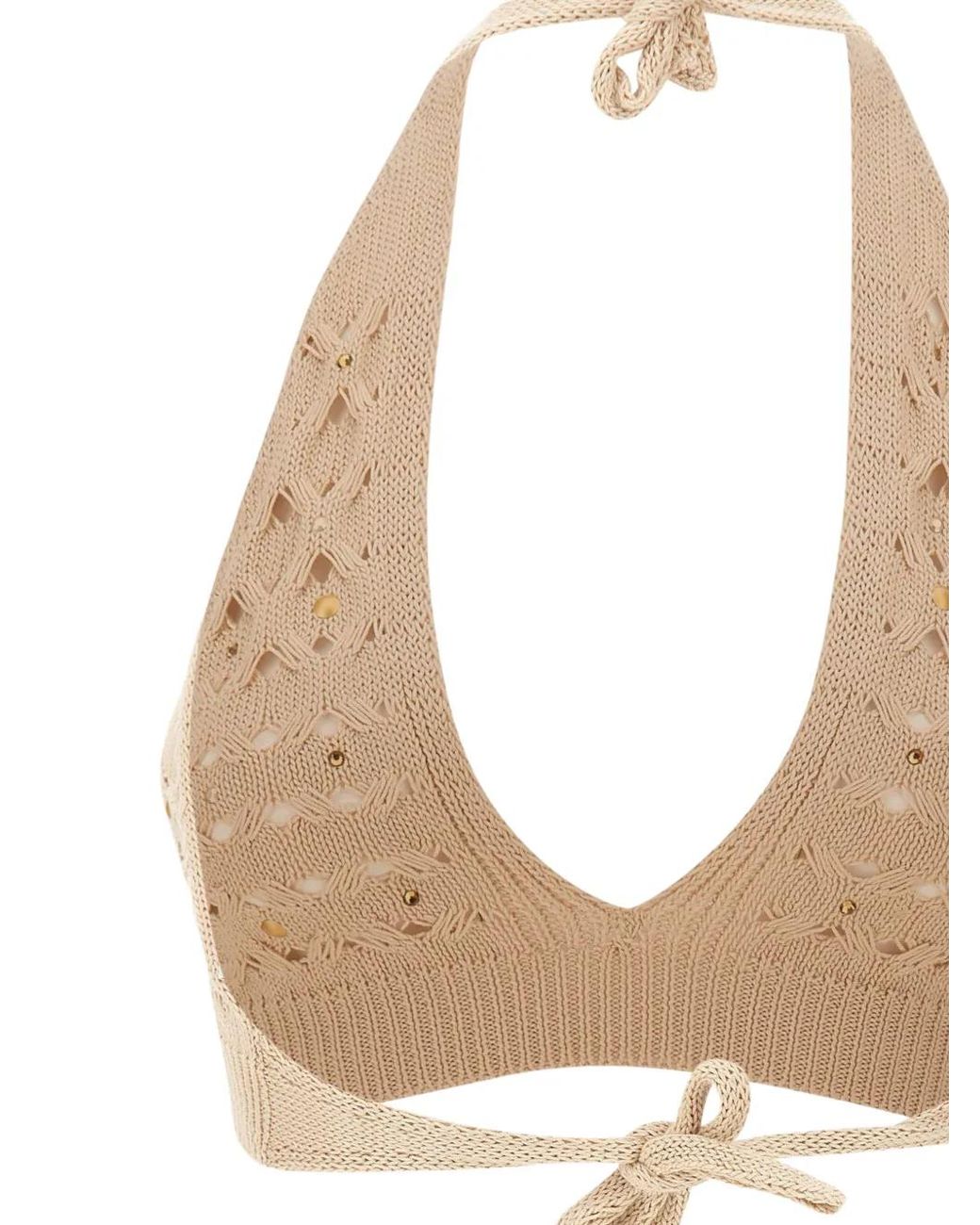 Kangra White Stud-Embellished Open-Knit Top