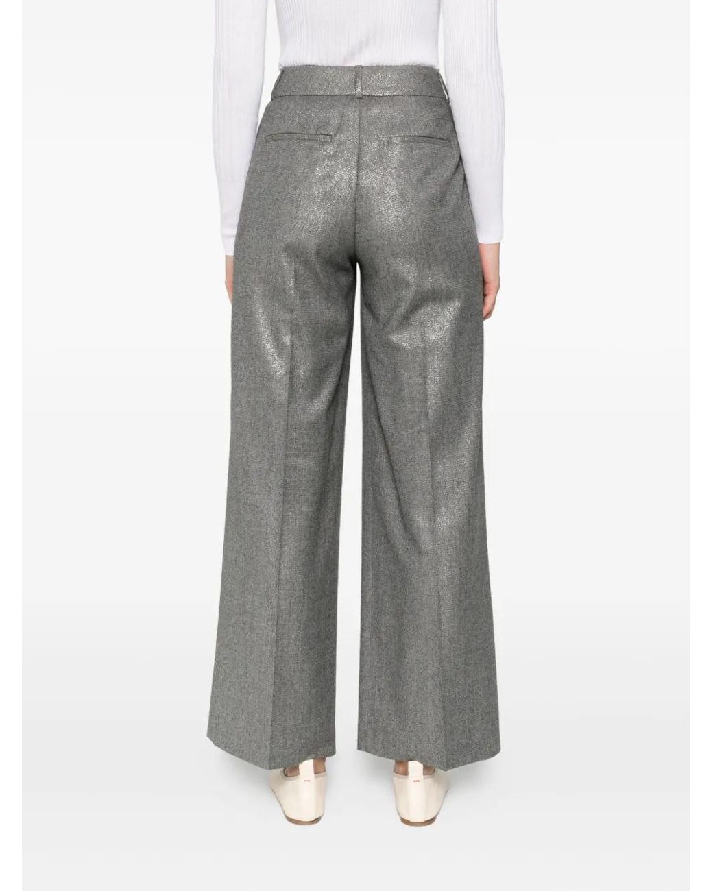 Peserico Gray Metallic-Effect Pants