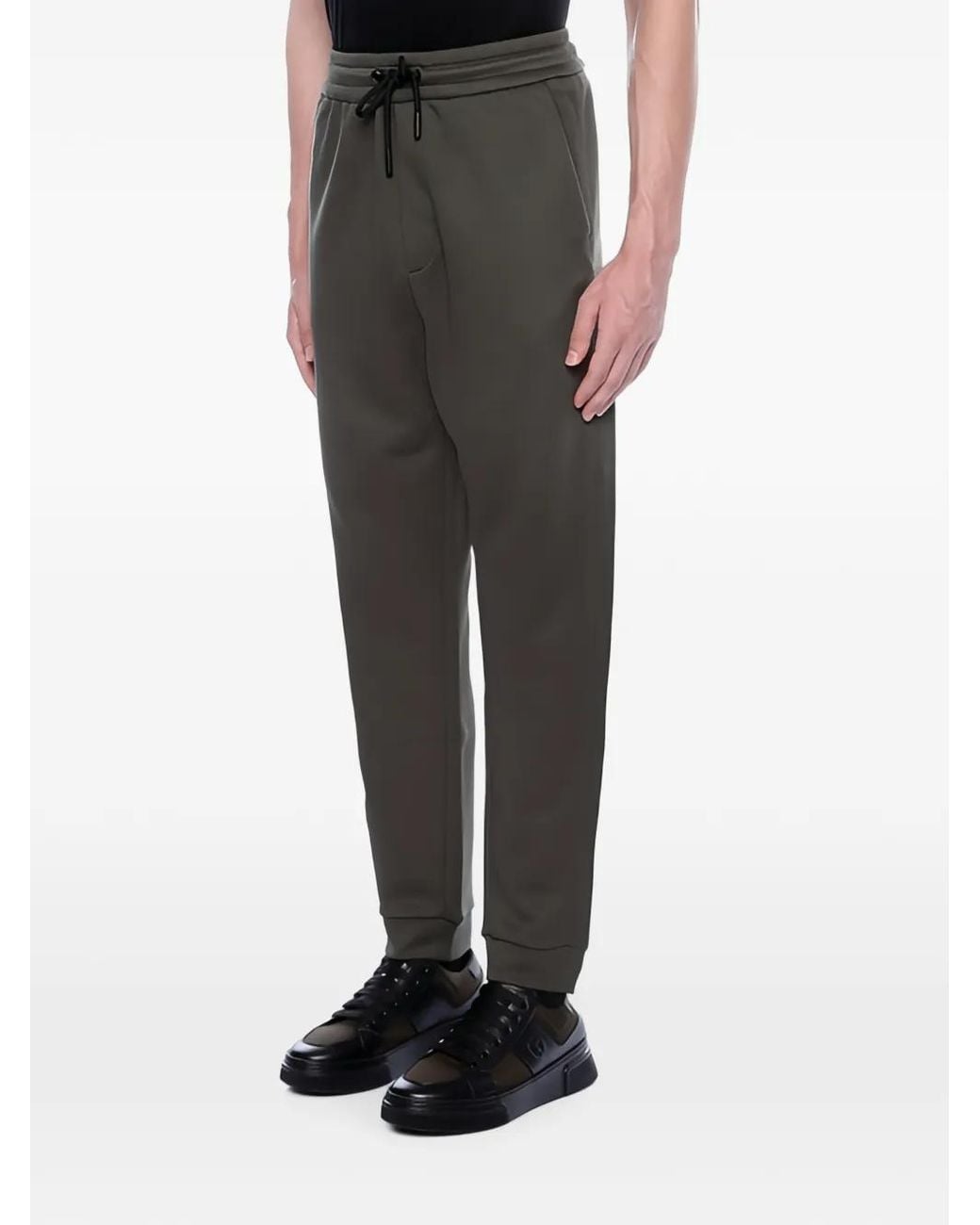 Giorgio Armani Black Drawstring Logo-Patch Track Pants for men