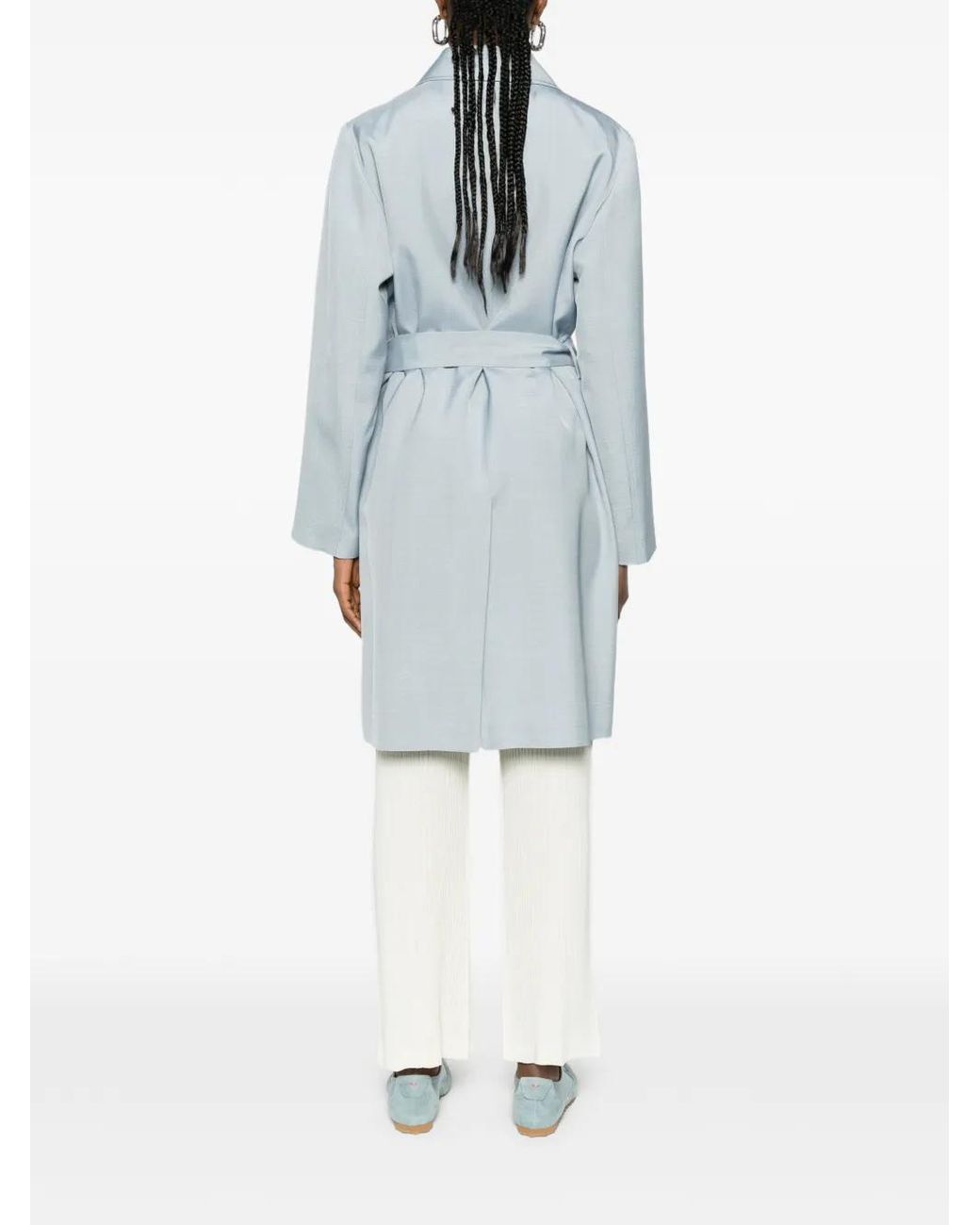P.A.R.O.S.H. Blue Rania Long-Sleeve Belt Coat